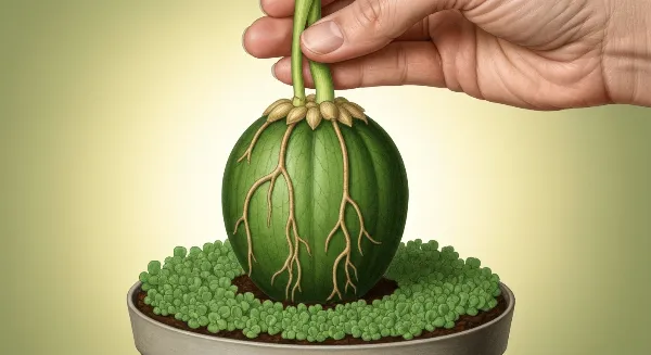 Bouture de plante d'intérieur enracinée dans la sphaigne vivante