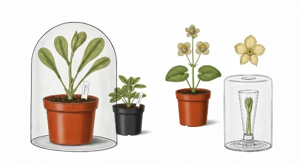 Boutures protégées sous cloches et mini-serres en hiver