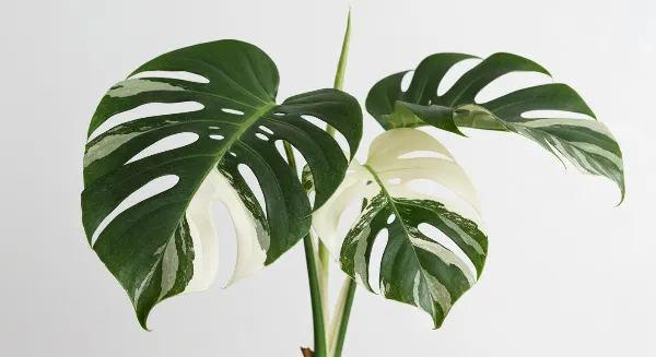 Monstera Deliciosa Variegata aux feuilles vertes et blanches, symbole de la beauté des plantes panachées.