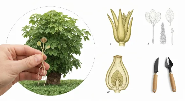Main tenant une bouture de plante d'intérieur avec racines, symbolisant la multiplication végétale.
