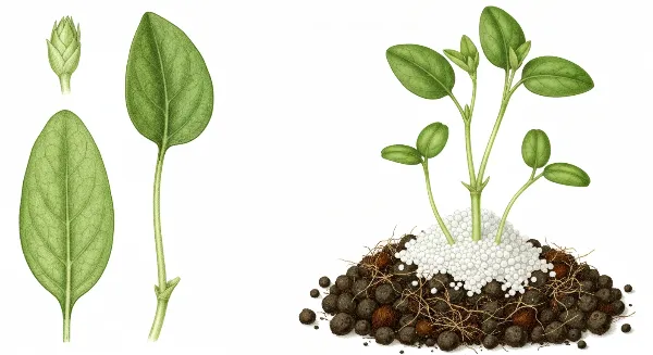 Granules de perlite mélangées à un substrat de terreau et fibre de coco, avec des racines de boutures saines